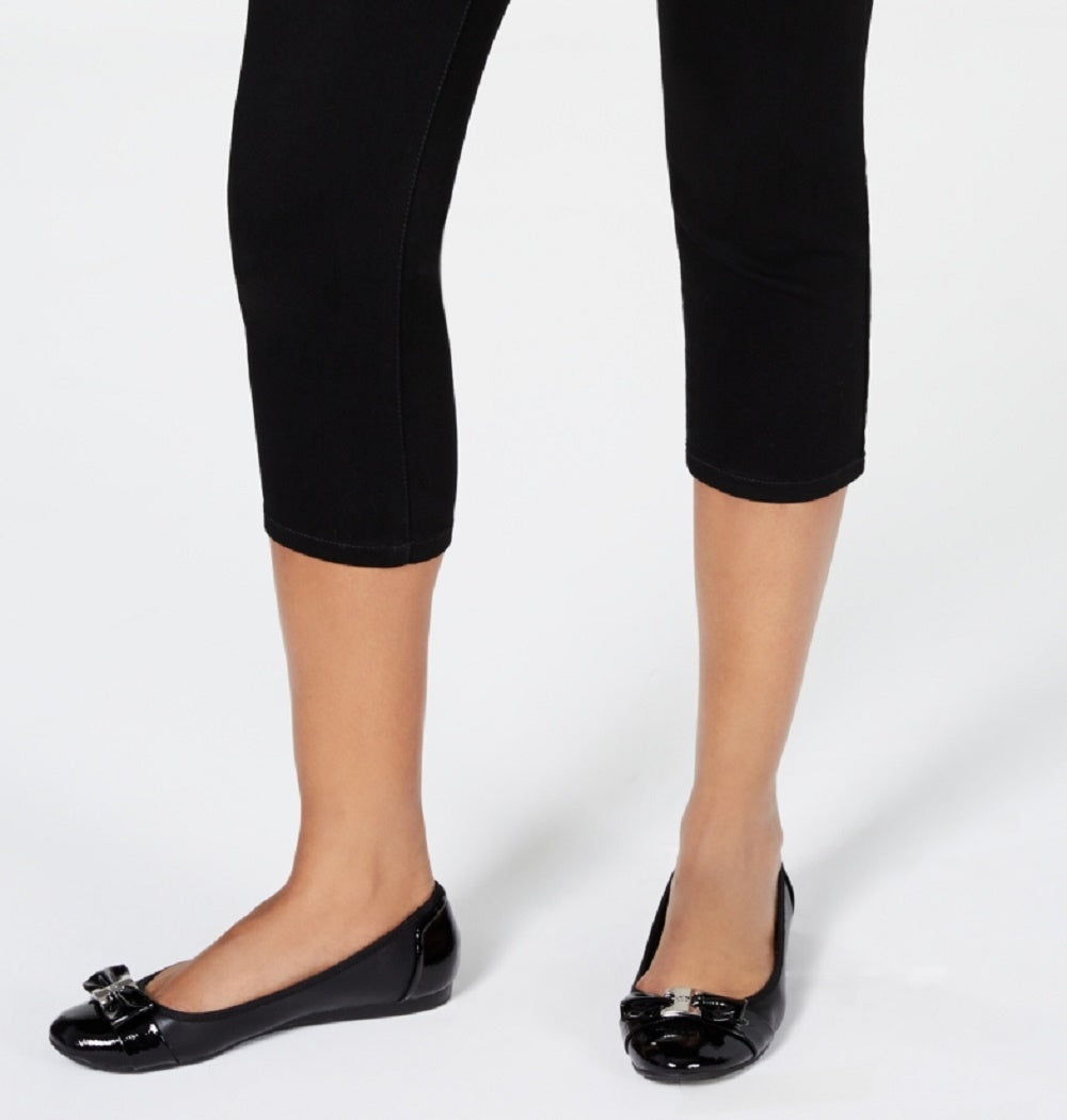 Calça jeans feminina Charter Club Tummy-Control Bristol Capri preta tamanho 8 Petite