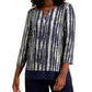 JM Collection Top Feminino Metálico O-Ring Keyhole Azul Tamanho Pequeno