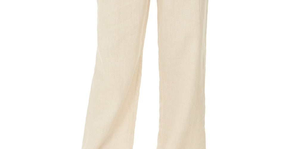 Calça feminina Charter Club de linho com cordão na cintura, marrom, tamanho grande