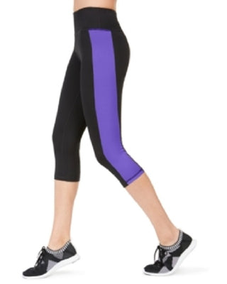 Ideology Women's Colorblocked Cropped Leggings Dark Purple Size Small