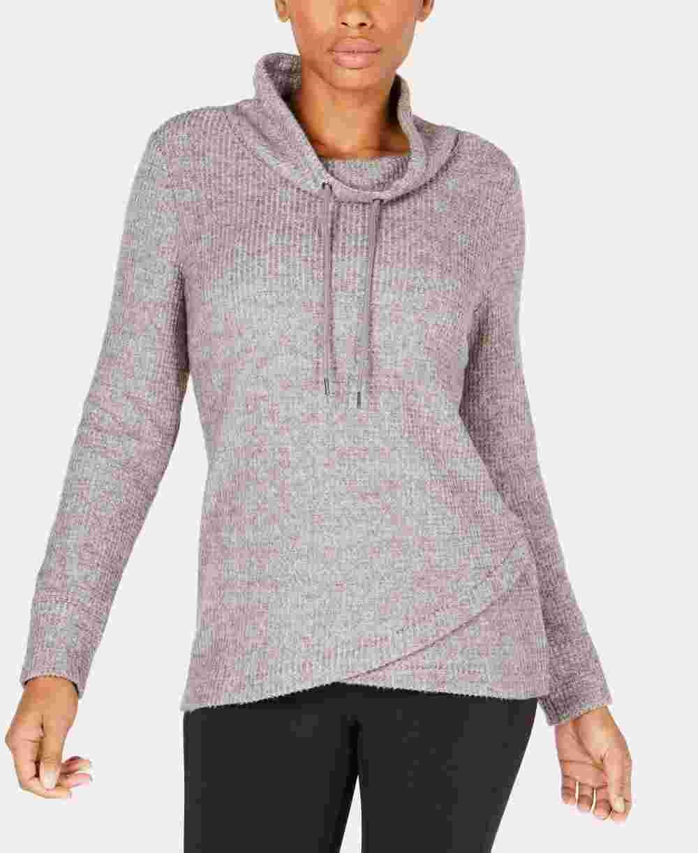 INC International Concepts Feminino Novo Top de Malha Elástica com Recorte Branco Brilhante Cinza Tamanho X-Grande