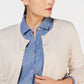 Cardigan feminino de manga comprida com botões frontais Charter Club, bege, tamanho extragrande