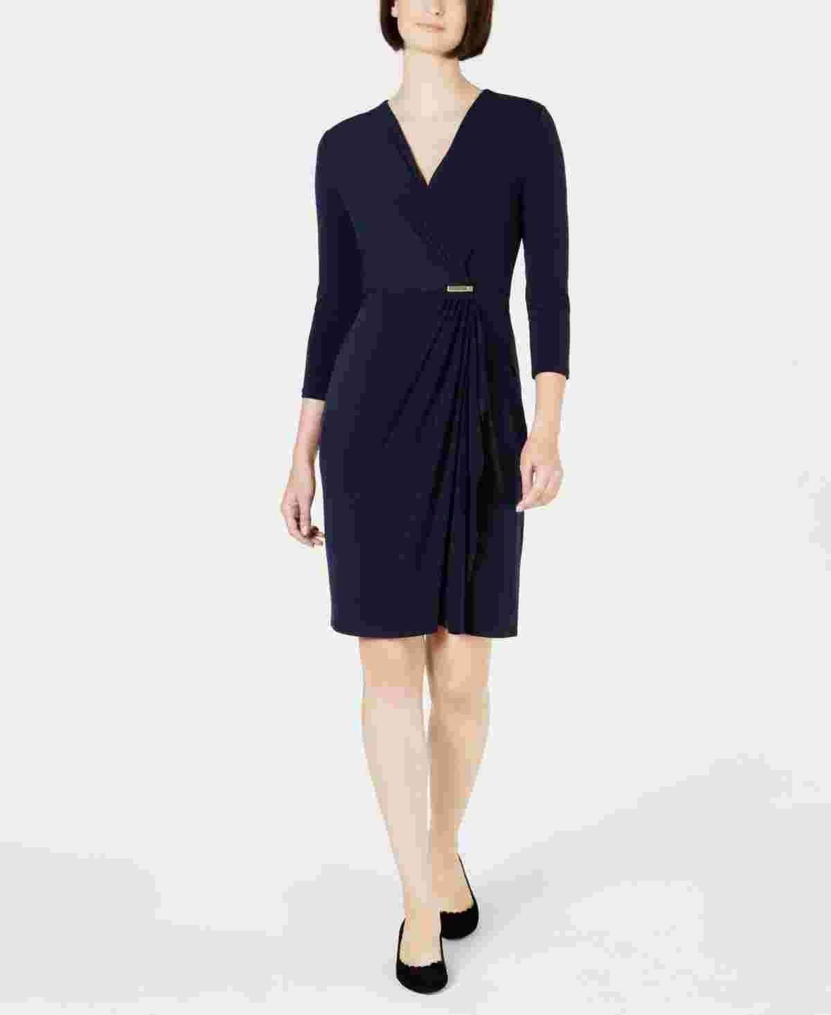 Vestido envelope falso feminino Charter Club Hardware azul tamanho pequeno