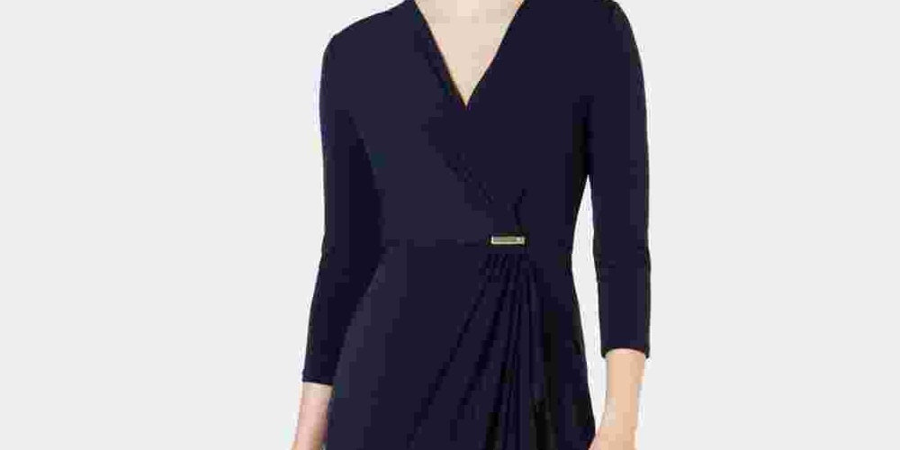 Vestido envelope falso feminino Charter Club Hardware azul tamanho pequeno