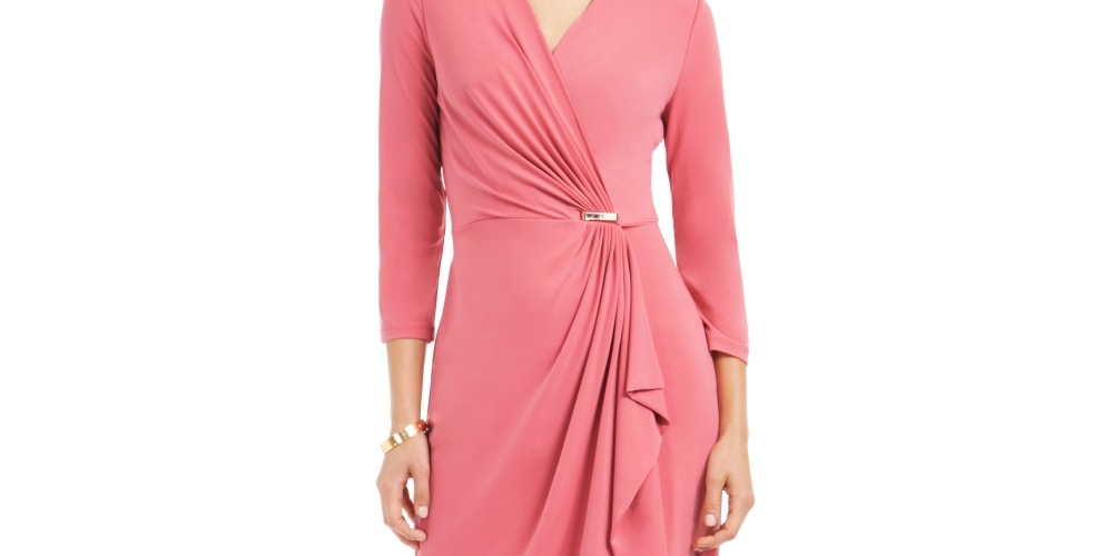 Vestido envelope falso feminino Charter Club Hardware rosa tamanho grande
