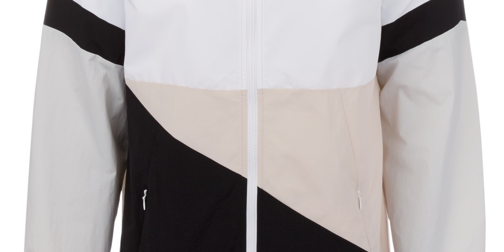 Jaqueta masculina ID Ideology com blocos de cores cinza, tamanho X-G