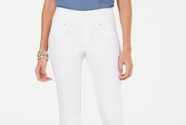 Calça jeans estilo boyfriend feminina, branca, tamanho pequeno