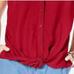 Blusa feminina com botões frontais e torcidos INC International Concepts, vermelha, tamanho pequeno, extragrande