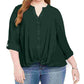 Camisa feminina plus size com frente torcida da INC International Concepts, verde, tamanho 4X
