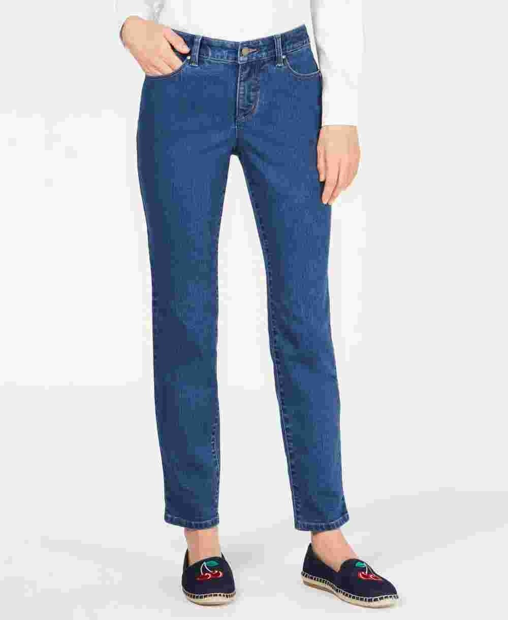 Calça jeans feminina Charter Club Tummy Control na altura do tornozelo, tamanho 8, azul