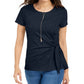 Top feminino com amarração lateral Style &amp; Co, azul marinho, tamanho pequeno