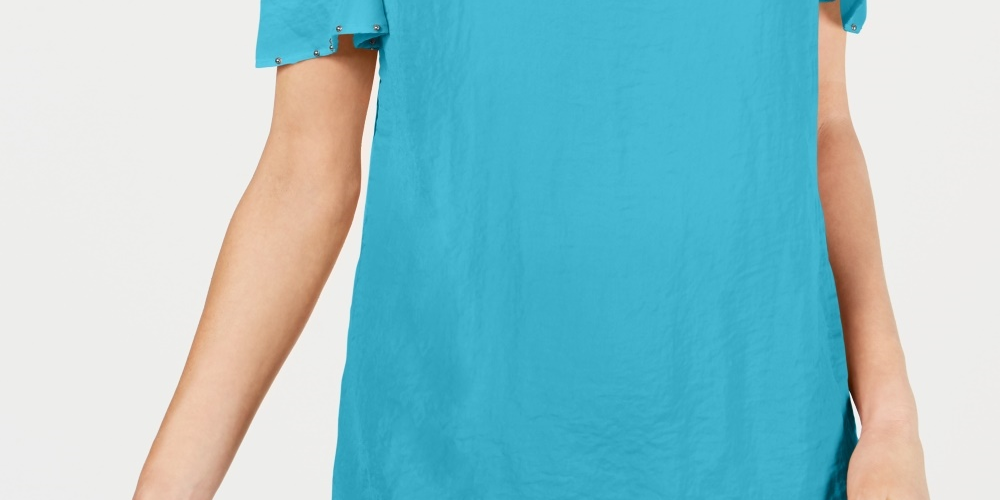 Blusa feminina com babados e ombros de fora, azul, tamanho médio, da coleção JM