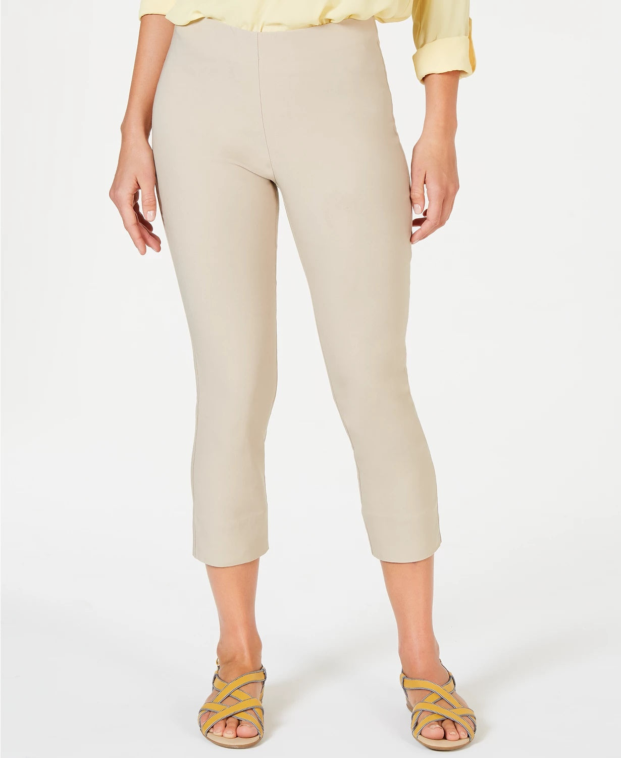 Calça Capri Chelsea Pull-On com Controle de Barriga Charter Club Feminina Bege Tamanho 10