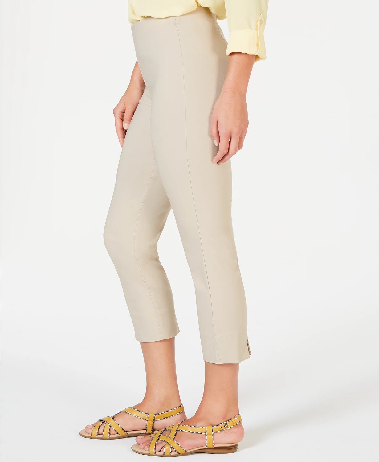 Calça Capri Chelsea Pull-On com Controle de Barriga Charter Club Feminina Bege Tamanho 10