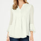 Charter Club Top feminino com babados duplos texturizados e pregas, branco, tamanho XX-G