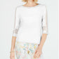 Top de crochê feminino Charter Club com detalhes, branco, tamanho grande