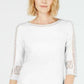 Top de crochê feminino Charter Club com detalhes, branco, tamanho grande