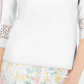 Top de crochê feminino Charter Club com detalhes, branco, tamanho X-S