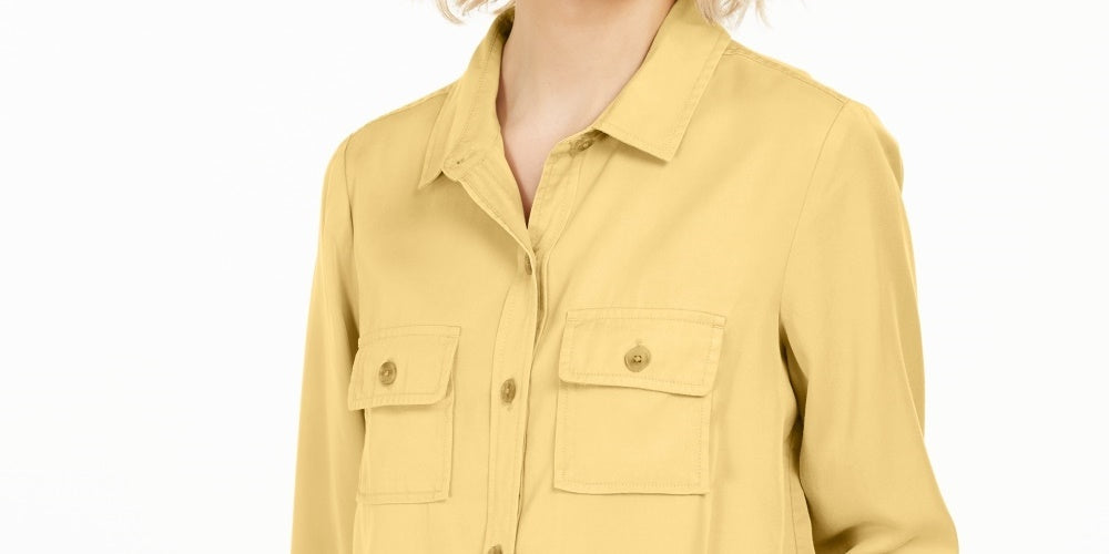 Camisa utilitária feminina Charter Club, tamanho médio, amarelo, extra grande