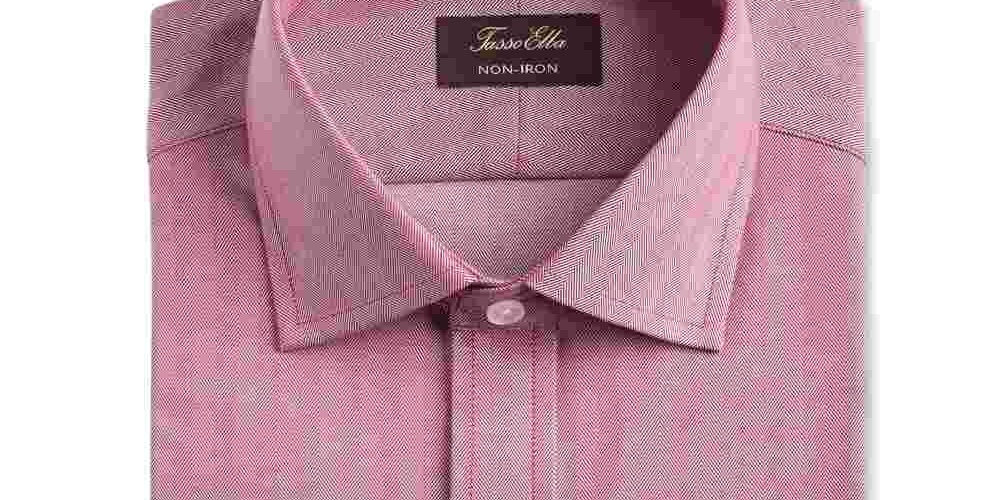 Camisa social masculina Tasso Elba com gola espinha de peixe, corte clássico, sem passar a ferro, vermelha, tamanho 16x32-33