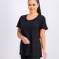 Camiseta feminina Karen Scott com gola trançada, preta, tamanho X-S