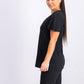 Camiseta feminina Karen Scott com gola trançada, preta, tamanho X-S