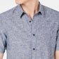 Camisa texturizada American Rag masculina Chambray azul tamanho pequeno