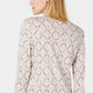 Blusa feminina Karen Scott com estampa de videira e manga 3/4, bege escuro, tamanho extra pequeno