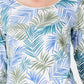 Blusa feminina Karen Scott estampada com manga 3/4, azul, tamanho pequeno