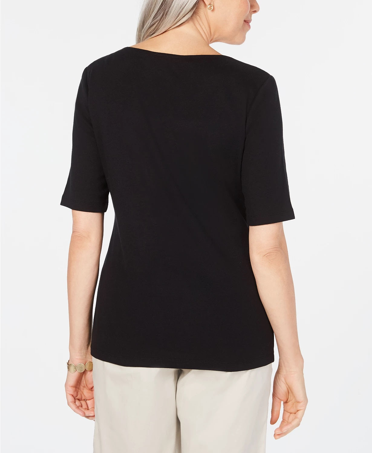 Camiseta feminina Karen Scott de algodão com estampa gráfica de abacaxi, preta, tamanho grande