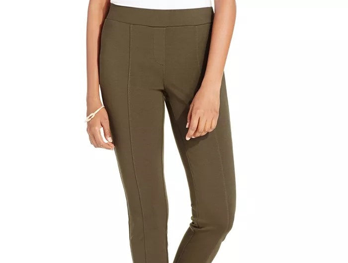 Leggings femininas de malha ponte com costura curvada Style &amp; Co, verde, tamanho grande