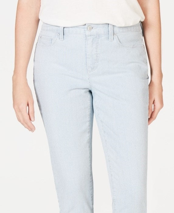 Calça jeans skinny feminina com controle de barriga e listras Charter Club, azul, tamanho 18