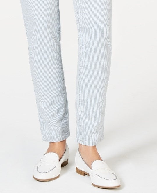 Calça jeans skinny feminina com controle de barriga e listras Charter Club, azul, tamanho 18