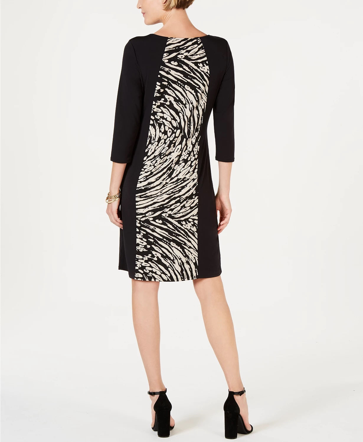 Vestido tubinho triplo com abertura para fechadura feminino JM Collection, bege, tamanho médio