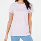 Camiseta feminina listrada Maison Jules com gola redonda, roxa, tamanho pequeno