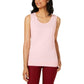 Suéter feminino sem mangas com gola redonda Charter Club, rosa, tamanho grande