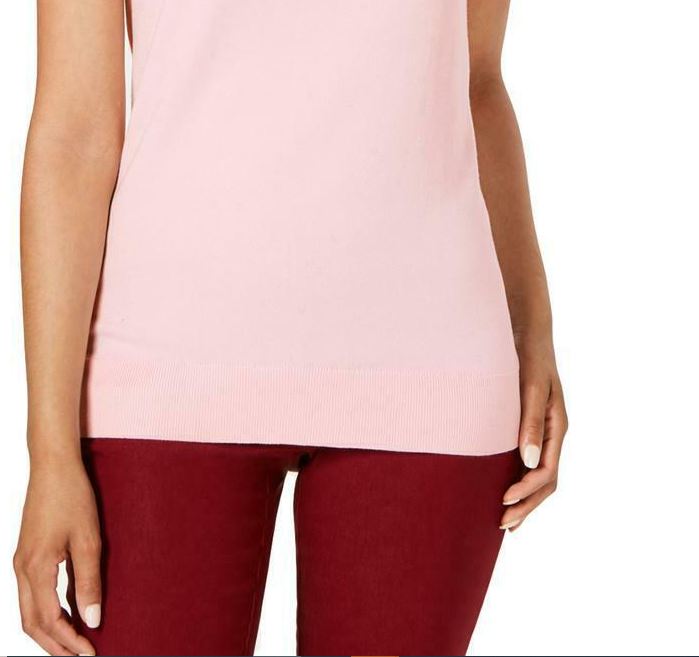 Suéter feminino sem mangas com gola redonda Charter Club, rosa, tamanho grande