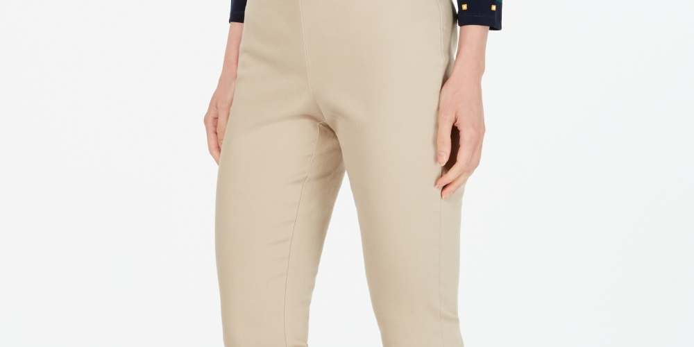 Calça skinny feminina Charter Club Petite Chelsea de sarja elástica bege, tamanho 2 P