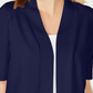 Cardigan feminino JM Collection com frente aberta e mangas curtas, azul, tamanho médio