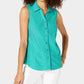 Camisa feminina sem mangas Charter Club Cotton Piquet Azul Tamanho 18