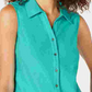 Camisa feminina sem mangas Charter Club Cotton Piquet Azul Tamanho 18