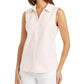 Camisa feminina de algodão Charter Club, branca, tamanho 14, pequena