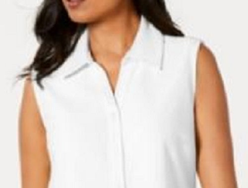 Camisa feminina de algodão Charter Club, branca, tamanho 12, pequena