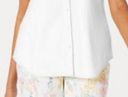 Camisa feminina de algodão Charter Club, branca, tamanho 12, pequena