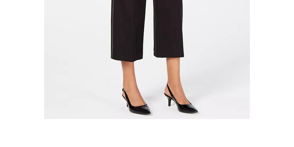 Calça Capri Feminina Alfani Perna Larga Preta Tamanho 12 Petite