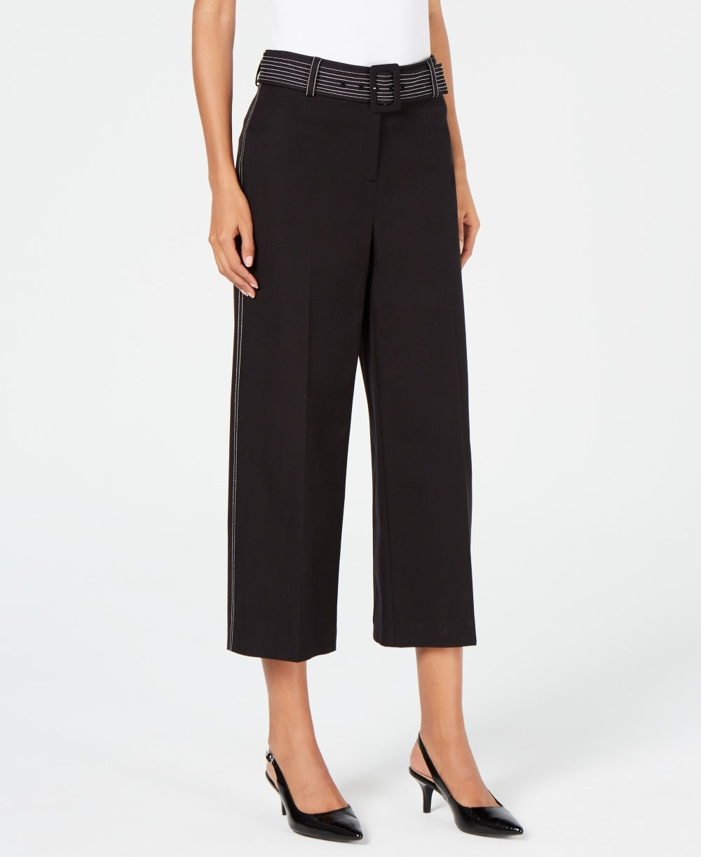Calça Capri Feminina Alfani Perna Larga Preta Tamanho 4 Petite