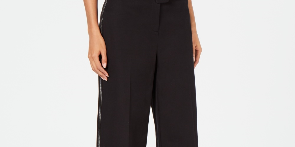 Calça Capri Alfani Feminina Perna Larga Preta Tamanho 6 Petite