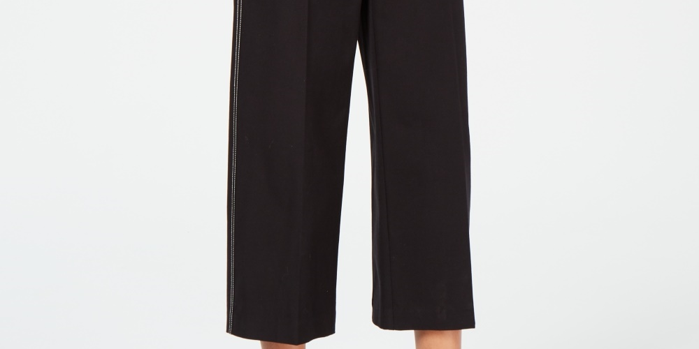 Calça Capri Alfani Feminina Perna Larga Preta Tamanho 6 Petite