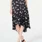 Saia midi com babados e estampa floral Alfani feminina, preta, tamanho 12