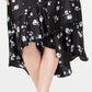 Saia midi com babados e estampa floral Alfani feminina, preta, tamanho 12